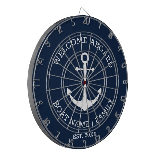 ウェルカムアボード海軍の青航海のいかりボート名 ダーツボード (正面左)