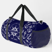 ウェルカムアボード航海のネイビーブルーボートいかり ダッフルバッグ (右コーナー)