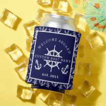 ウェルカムアボード航海のネイビーブルーボートいかり