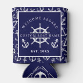 ウェルカムアボード航海のネイビーブルーボートいかり 缶クーラー (裏面)