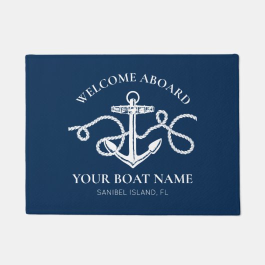 ウェルカムアボード船の名前航海のいかり海軍 ドアマット (正面)