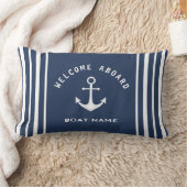 ウェルカムアボード船名いかりネイビーブルーホワイト アウトドアクッション (ブランケット)