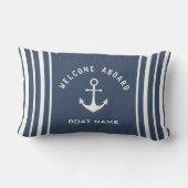 ウェルカムアボード船名いかりネイビーブルーホワイト アウトドアクッション (裏面)