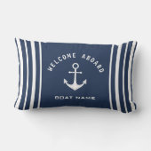ウェルカムアボード船名いかりネイビーブルーホワイト アウトドアクッション (裏面)
