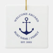 ウェルカムアボード青い白いカスタムいかり セラミックオーナメント (裏面)