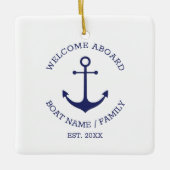 ウェルカムアボード青い白いカスタムいかり セラミックオーナメント (正面)