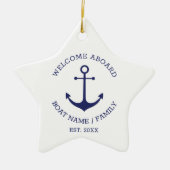ウェルカムアボード青い白いカスタムいかり セラミックオーナメント (正面)