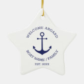 ウェルカムアボード青い白いカスタムいかり セラミックオーナメント (裏面)