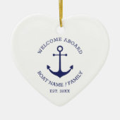 ウェルカムアボード青い白いカスタムいかり セラミックオーナメント (正面)