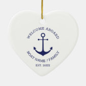 ウェルカムアボード青い白いカスタムいかり セラミックオーナメント (裏面)