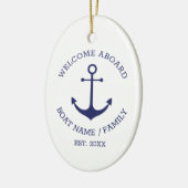 ウェルカムアボード青い白いカスタムいかり セラミックオーナメント (左)