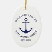 ウェルカムアボード青い白いカスタムいかり セラミックオーナメント (正面)