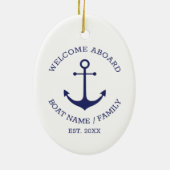 ウェルカムアボード青い白いカスタムいかり セラミックオーナメント (裏面)