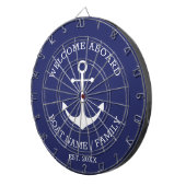 ウェルカムアボード青い白い航海のいかり名 ダーツボード (正面右)