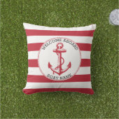 ウェルカムアボード – ⚓航海のいかり- Dark Red アウトドアクッション (芝生)