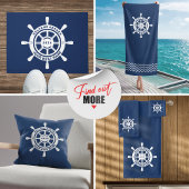 ウェルカムアボードNavy Blueカスタムボート名 バスタオルセット