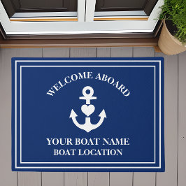 ウェルカムアボー航海のドハートいかりボート名 ドアマット
