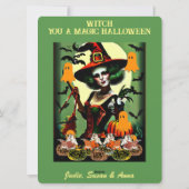 ウェルカムウィッチゴーストナイト輝くハロウィーンのカボチャのちょうちん シーズンカード (裏面)