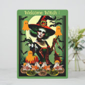 ウェルカムウィッチゴーストナイト輝くハロウィーンのカボチャのちょうちん シーズンカード (スタンド正面)