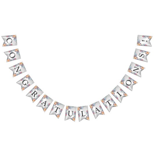 ウェルカムウェディングパカラフルーティーモダン花 バンティングフラッグ (全)