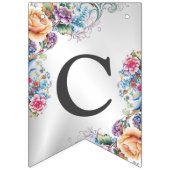 ウェルカムウェディングパカラフルーティーモダン花 バンティングフラッグ (第1の旗)