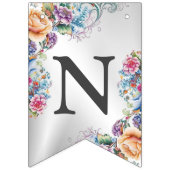 ウェルカムウェディングパカラフルーティーモダン花 バンティングフラッグ (第3の旗)