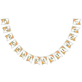 ウェルカムウェディングパーティオレンジイエローレッドフローラ バンティングフラッグ