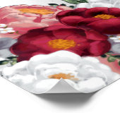 ウェルカムウェディングパーティカラフルレッドホワイトフローラ ポスター (角)