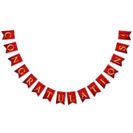 ウェルカムウェディングパーティゴールデンバードハート赤シャイニー バンティングフラッグ