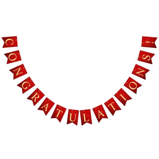 ウェルカムウェディングパーティゴールデンバードハート赤シャイニー バンティングフラッグ (全)