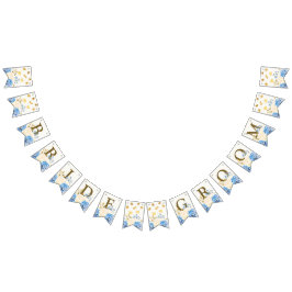 ウェルカムウェディングパーティゴールデンブルーイエローフローラ バンティングフラッグ