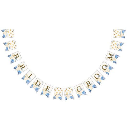 ウェルカムウェディングパーティゴールデンブルーイエローフローラ バンティングフラッグ (全)