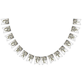 ウェルカムウェディングパーティシルバーゴールデンホワイトローズ バンティングフラッグ