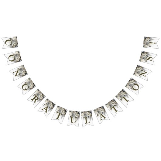 ウェルカムウェディングパーティシルバーゴールデンホワイトローズ バンティングフラッグ (全)