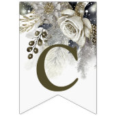 ウェルカムウェディングパーティシルバーゴールデンホワイトローズ バンティングフラッグ (第1の旗)