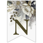 ウェルカムウェディングパーティシルバーゴールデンホワイトローズ バンティングフラッグ (第3の旗)