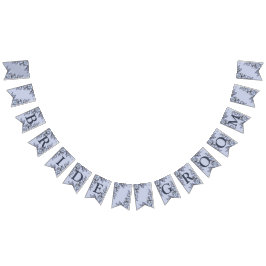 ウェルカムウェディングパーティネイビーブルーグレーデコーモダンル バンティングフラッグ