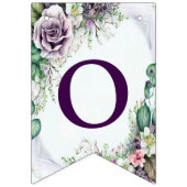 ウェルカムウェディングパーティパープルフローラグリーン葉 バンティングフラッグ (第2の旗)