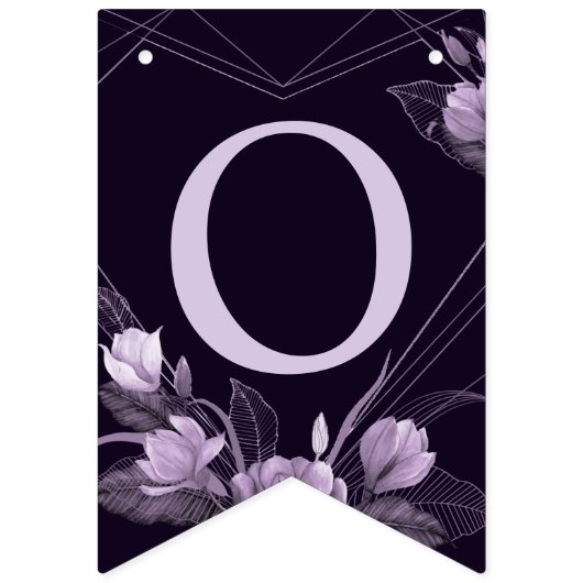 ウェルカムウェディングパーティパープルフローラバイオレットフレーム バンティングフラッグ (第2の旗)