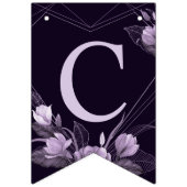 ウェルカムウェディングパーティパープルフローラバイオレットフレーム バンティングフラッグ (第1の旗)