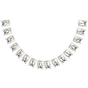 ウェルカムウェディングパーティピンクレッドフローラグリーンゴールデン バンティングフラッグ