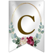 ウェルカムウェディングパーティピンクレッドフローラグリーンゴールデン バンティングフラッグ (第1の旗)