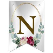 ウェルカムウェディングパーティピンクレッドフローラグリーンゴールデン バンティングフラッグ (第3の旗)