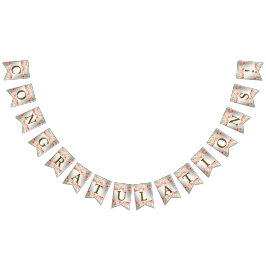 ウェルカムウェディングパーティピーチオレンジ素朴フローラ バンティングフラッグ