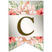 ウェルカムウェディングパーティピーチオレンジ素朴フローラ バンティングフラッグ (第1の旗)