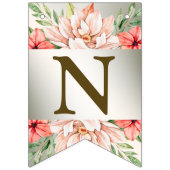 ウェルカムウェディングパーティピーチオレンジ素朴フローラ バンティングフラッグ (第3の旗)