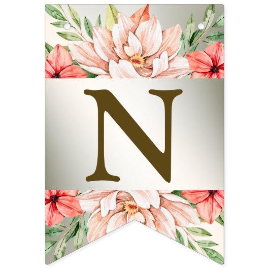 ウェルカムウェディングパーティピーチオレンジ素朴フローラ バンティングフラッグ (第3の旗)