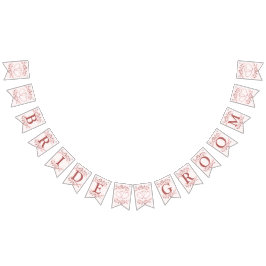 ウェルカムウェディングパーティピーチピンクデコモダンール バンティングフラッグ
