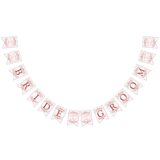 ウェルカムウェディングパーティピーチピンクデコモダンール バンティングフラッグ (全)