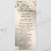 ウェルカムウェディングパーティーウォーターカラーピーチフラワー プログラム (正面)